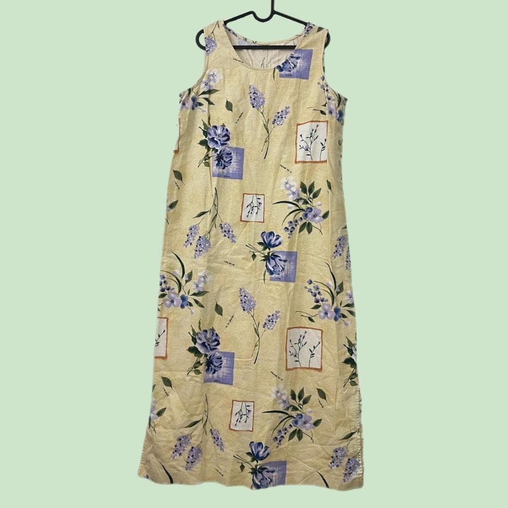 American Vintage Floral Maxi Dress - Cream and Blue